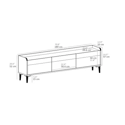 Kara TV Stand with Cabinets - Black Marble Effect & Oak