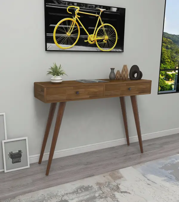 Silas Solid Wood Dresuar Console Table  - Walnut