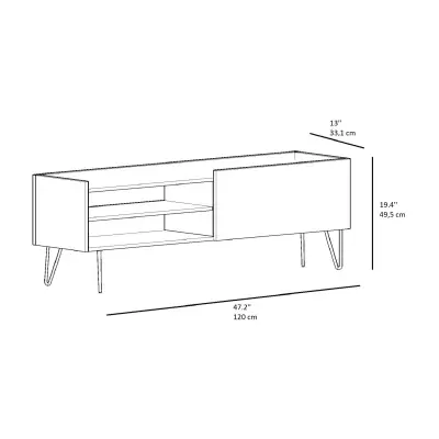 Cavera TV Stand with Cabinet and Shelves - Anthracite & Oak