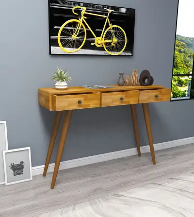 Aurelia Solid Wood Dresuar Console Table - Oak