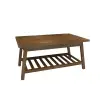 Ayla Wood Coffee Table with Storage Shelf - Walnut