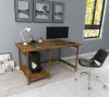 Faye Wood Computer Desk with Shelf - Walnut