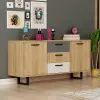 Agustine Sideboard with Cabinets and Drawers - Oak, Anthracite & White