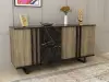 Fido Sideboard with Cabinets and Shelves - Walnut & Black Marble Effect