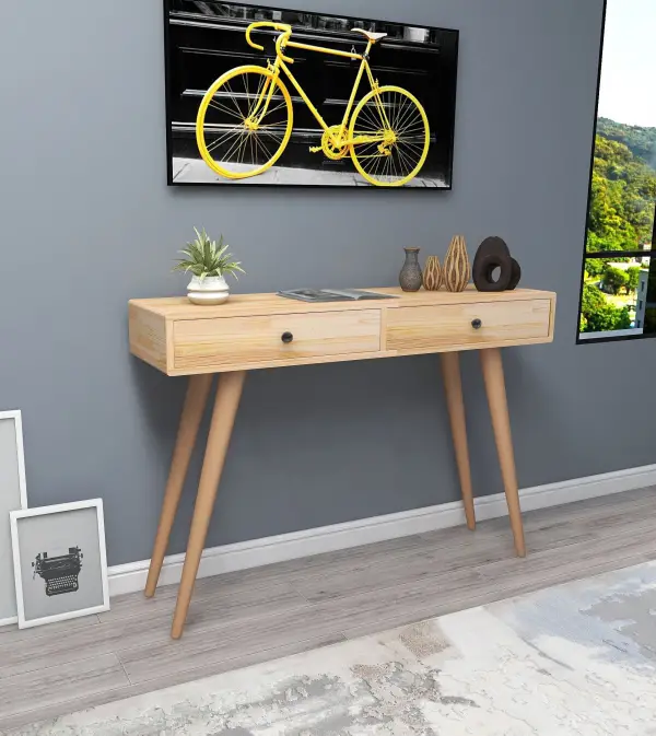 Silas Solid Wood Dresuar Console Table  - Natural