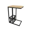 Romy Wood Metal C-Shape Side Table - Natural & Black