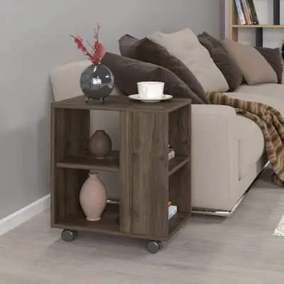 Tulipa Side Table with Shelves - Walnut