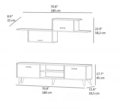 Crystal TV Stand and Entertainment Center - Oak & Black