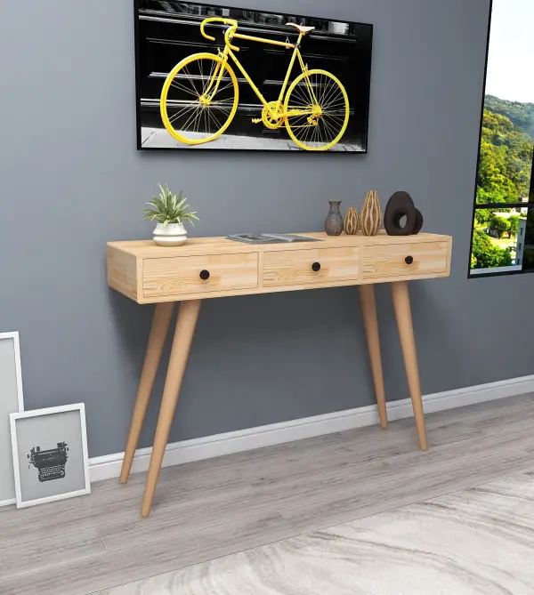 Aurelia Solid Wood Dresuar Console Table - Natural