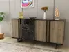 Fido Sideboard with Cabinets and Shelves - Walnut & Black Marble Effect