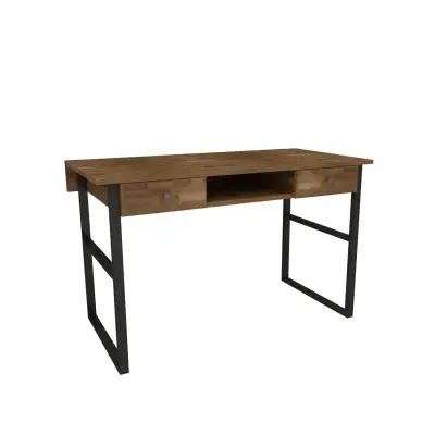 Elowen Wood Metal Computer Desk - Walnut & Black