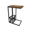 Romy Wood Metal C-Shape Side Table - Walnut & Black