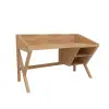 Ivo Wood Computer Desk with Front Bar and Shelves - Natural