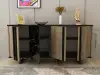 Fido Sideboard with Cabinets and Shelves - Walnut & Black Marble Effect