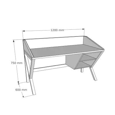 Ivo Wood Computer Desk with Front Bar and Shelves - Natural