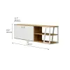 Avena TV Stand with Cabinets and Shelves - White & Oak