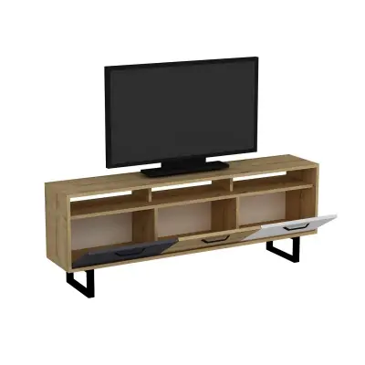 Agustine TV Stand with Cabinets and Drawers - Oak, Anthracite & White