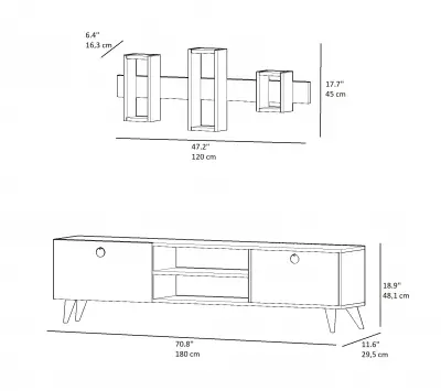 Earthy TV Stand and Entertainment Center - Oak and Anthracite