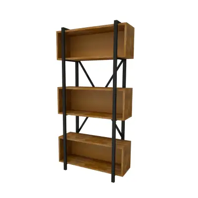 DISCONTINUED- Delano Metal Wood Bookcase - Oak & Black