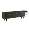 Agnus TV stand with Cabinets and Shelf - Walnut & Black Marble Effect