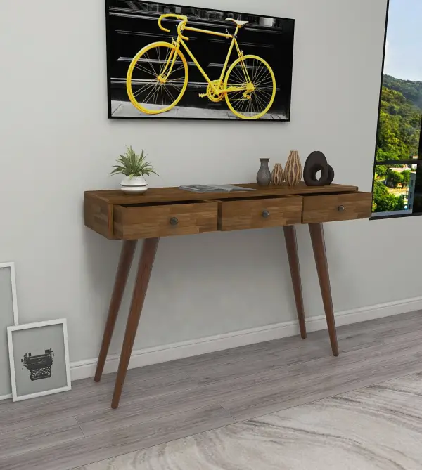 Aurelia Solid Wood Dresuar Console Table - Walnut