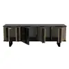 Fido TV Stand with Cabinet Shelves - Walnut & Black Marble Effect