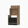 Tilia Nightstand with A Cabinet and Shelves - Oak & Black Marble Effect