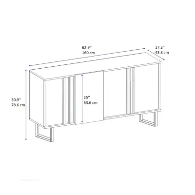 Fido Sideboard with Cabinets and Shelves - Walnut & Anthracite