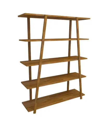 Perry 5 Tier Solid Wood Bookcase - Oak