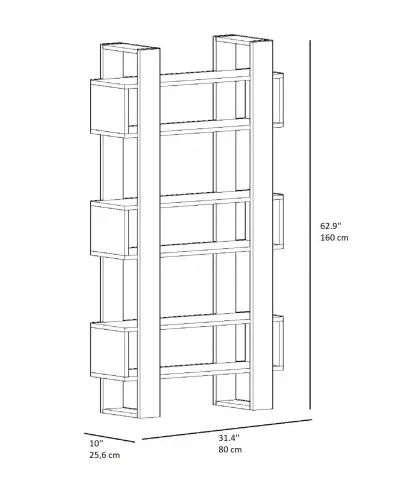 Ocean Bookcase with Geometric Shelves - Black & Oak