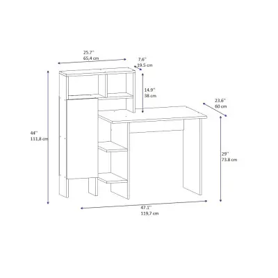 Delmaris Computer Desk with Shelves and Cabinet - Anthracite & Oak