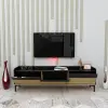 Kara TV Stand with Cabinets - Black Marble Effect & Oak