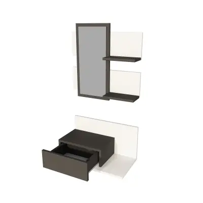 Alloro Dresuar with Drawer and Mirror - White & Anthracite