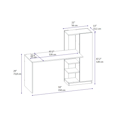 Severus Computer Desk with Shelves - Sapphire Oak