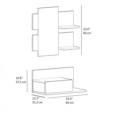 Alloro Dresuar with Drawer and Mirror - Anthracite & Oak