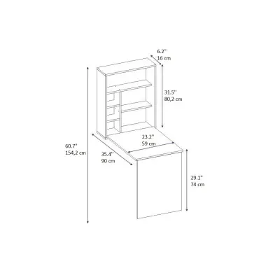 Merril Wall Mounted Foldable Computer Desk with Shelves - Anthracite