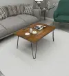 Century Metal Wood Coffee Table - Walnut & Black