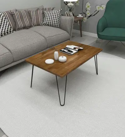 Century Metal Wood Coffee Table - Walnut & Black