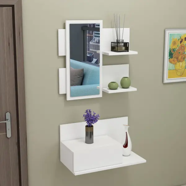 Alloro Dresuar with Drawer and Mirror - White