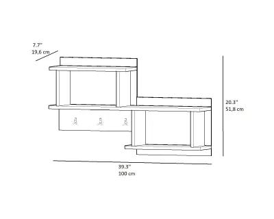 Terra Multi Purpose Cabinet Shelf with Hooks - White