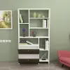 Julian Bookcase with Cabinets and Shelves - White & Walnut