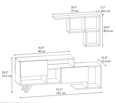 Pilmin TV Stand and Entertainment Center - White & Oak