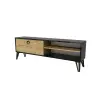 Oslo TV Stand with Cabinet and Shelves - Black Marble Effect & Oak