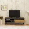 Pivotal TV Stand and Media Console with Cabinet and Shelves - Oak & Anthracite