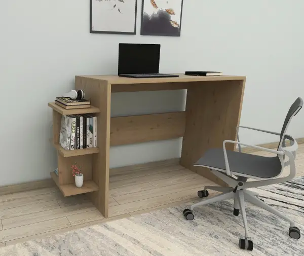 Vispo Computer Desk with Shelves - Sapphire Oak