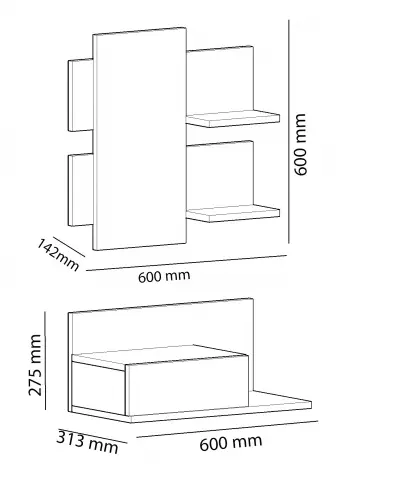 Alloro Dresuar with Drawer and Mirror - White & Anthracite