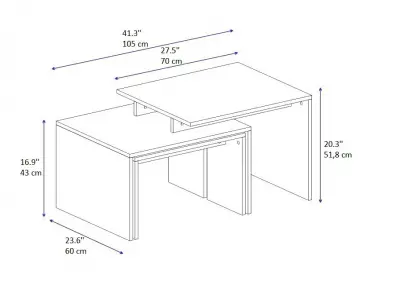 Daniella Nesting Coffee Table - White & Walnut