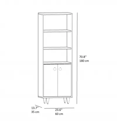 Ariana Bookcase with Cabinets and Shelves - Oak & Anthracite