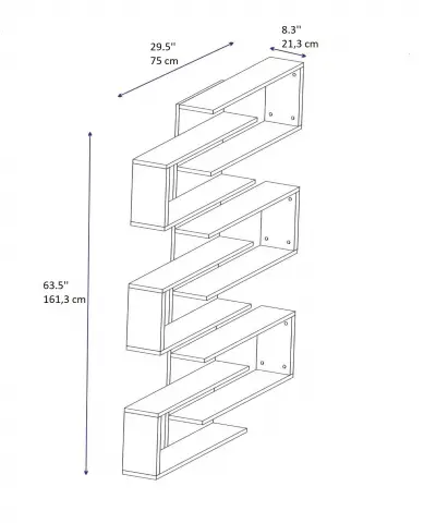 Rozalin Bookcase with Geometric Shelves - White