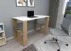 Ocean Computer Desk with Shelves - White & Sapphire Oak